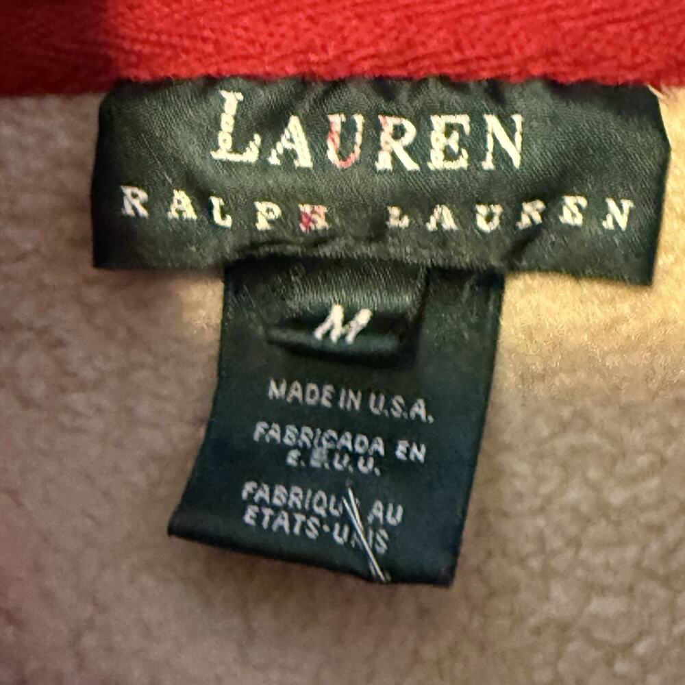 Lauren Ralph Lauren 1/4 Zip Fleece Pullover Women Medium Black Beige Quarter USA - Picture 2 of 8